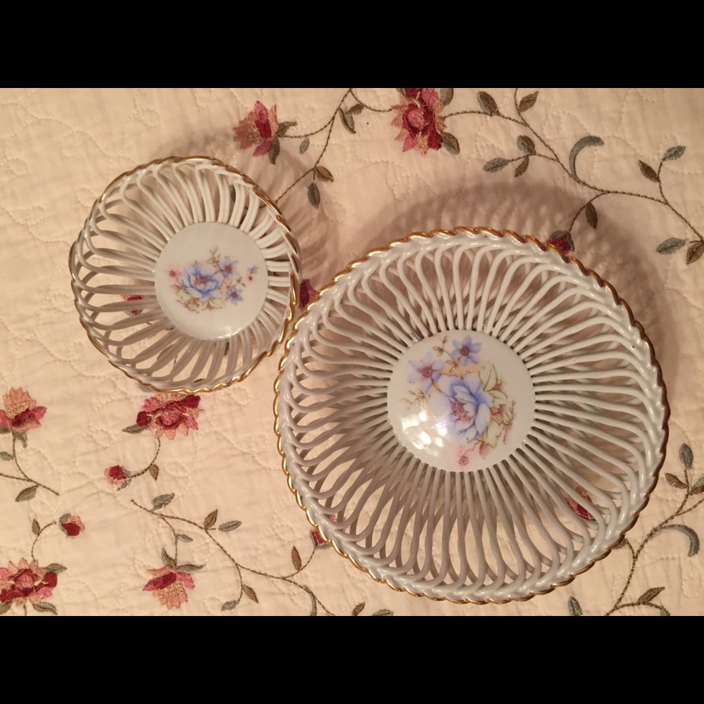 Vintage Porcelain Open-Weave Bowl Set